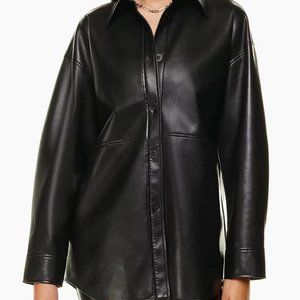 Aritzia Babaton Faux Leather Pelli Shirt Jacket in Black Size Small